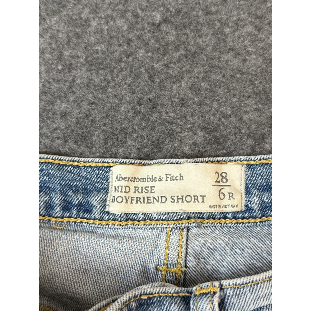 Abercrombie & Fitch Boyfriend Short Women 28 6 Blue Distressed Mid Rise Festival - Picture 2 of 8